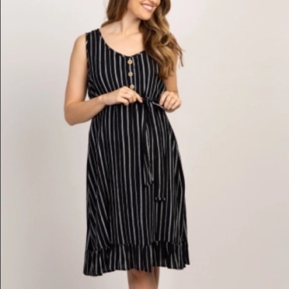 Pink Blush Black and White Maternity Dress